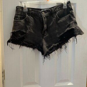 Abercrombie & Fitch Black Distressed High Rise Short